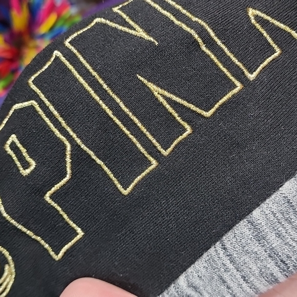 VS PINK - White and Gray Bling Hoodie with Metallic Detailing - Size Large - Picture 8 of 13